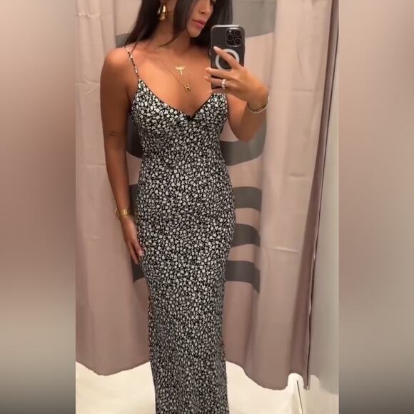 ZARA LINEN BLEND FLORAL PRINT MIDI DRESS - Picture 3 of 9